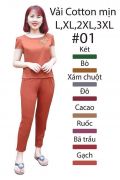 DBT001- Đồ bộ thun cotton mịn thêu hoa