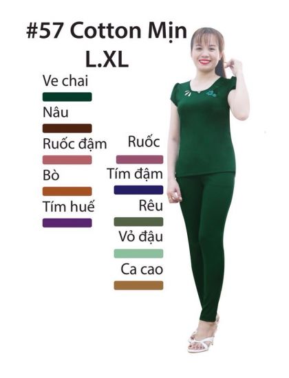 DBT057- Đồ bộ thun dài cotton mịn thêu hoa nhiều màu sắc